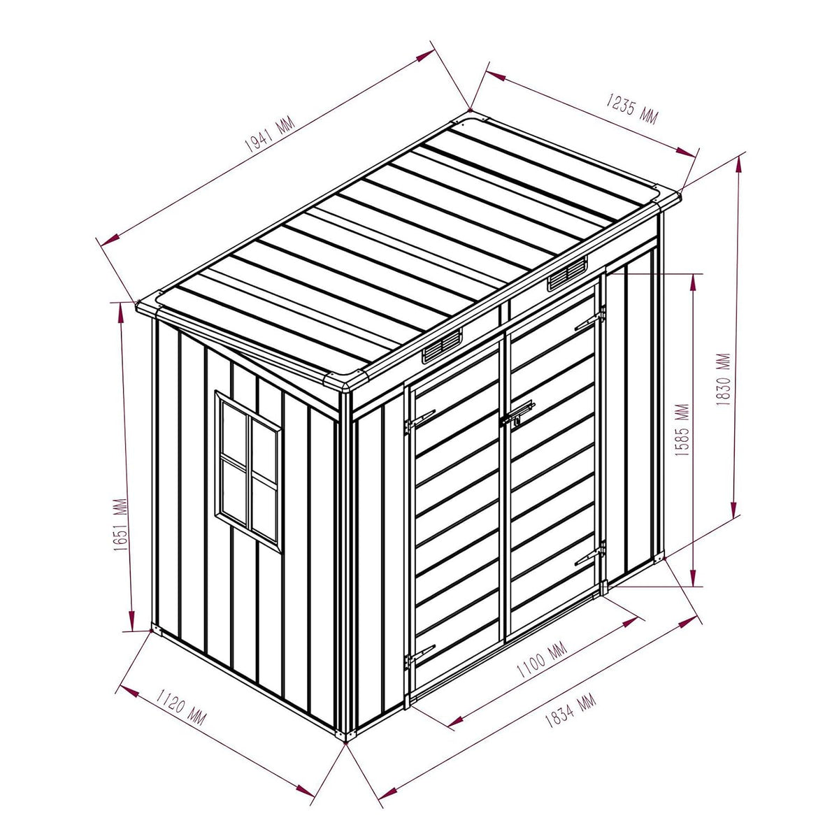 Outdoor Garden Storage Shed 6 X 4 Ft Grey Plastic Aluminium Frame