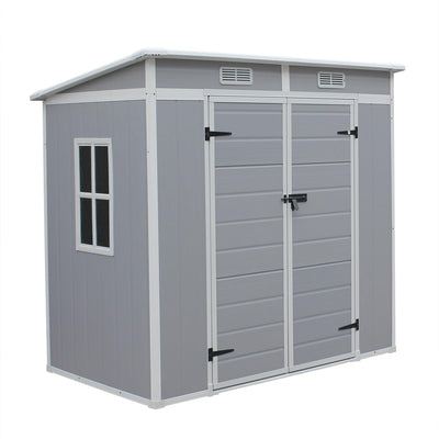 Outdoor Garden Storage Shed 6 X 4 Ft Grey Plastic Aluminium Frame