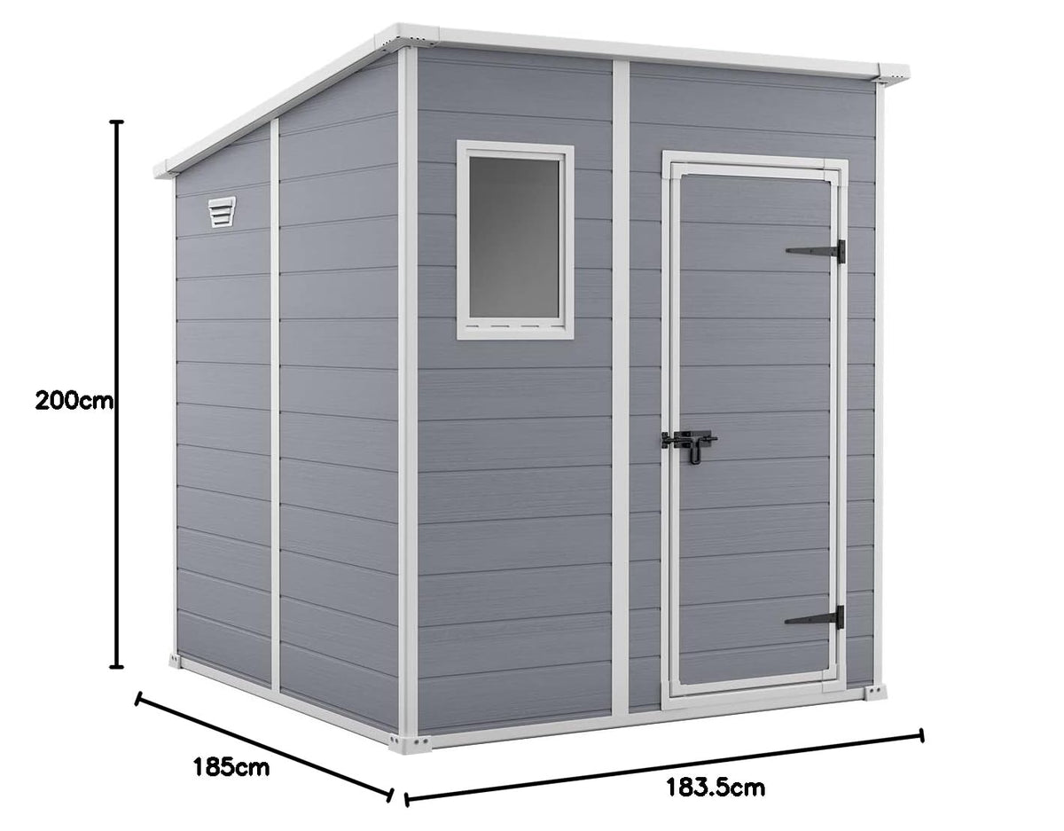 Garden Storage Shed 6 X 6 Ft Grey Resin Single Door