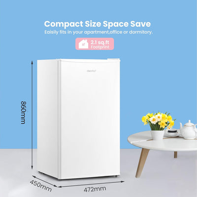 Under Counter Fridge 93L Cooler Box Interior Light Reversible Door White