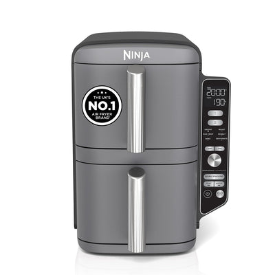 Double Stack XL Air Fryer 9.5L 2470W Vertical Dual Drawer Grey