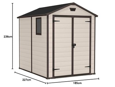 Outdoor Garden Storage Shed 6x8ft Double Doors Beige Brown