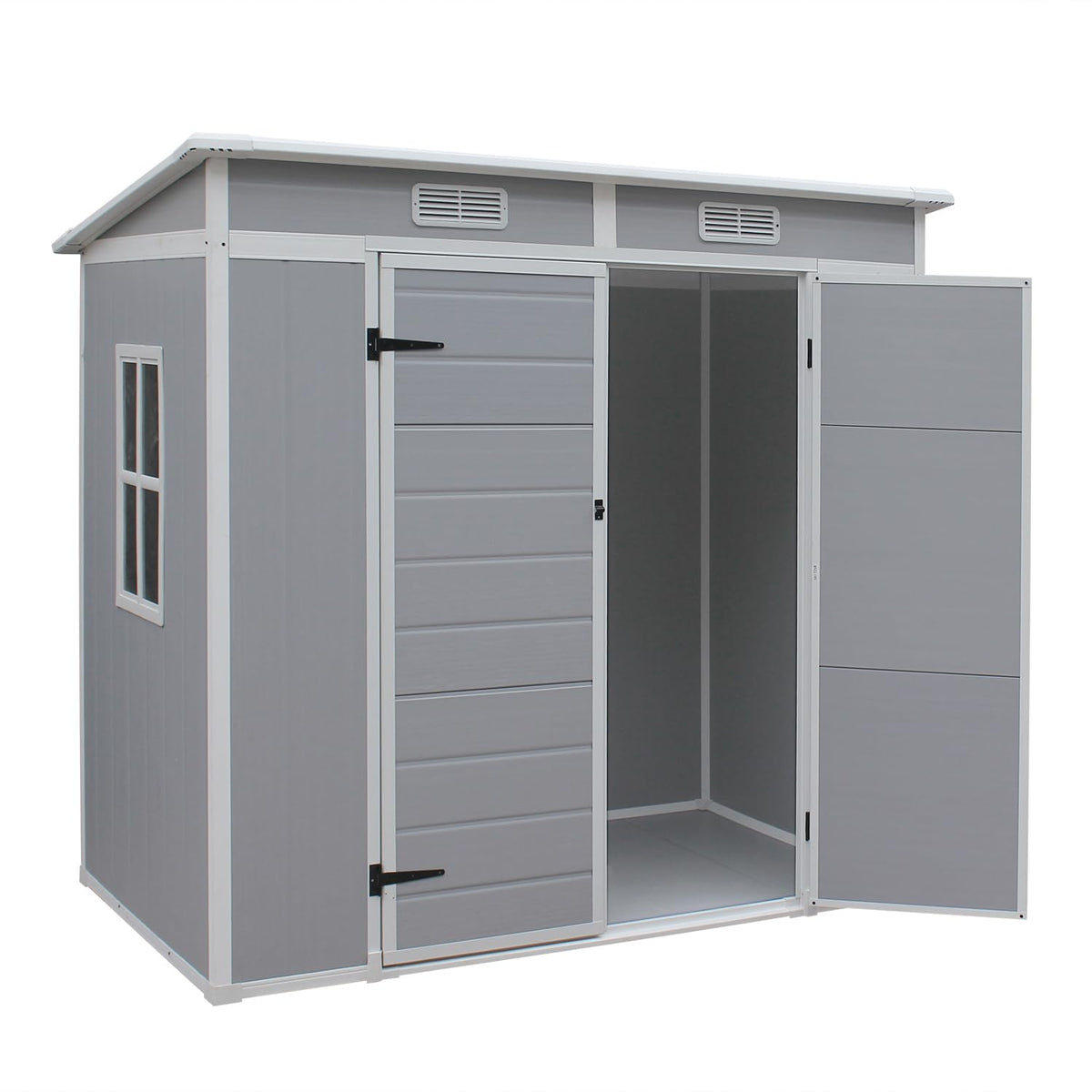 Outdoor Garden Storage Shed 6 X 4 Ft Grey Plastic Aluminium Frame
