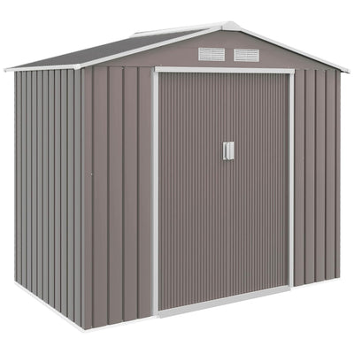 Metal Garden Shed 9 X 6 Ft Light Brown Steel Double Doors