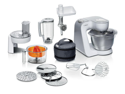 Stand Mixer 7 In 1 1000W 3.9L Bowl 7 Speeds White Silver