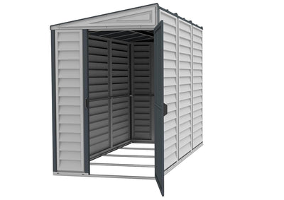 SideMate PLUS 4 x 8 Plastic Garden Shed 2.95 m² with Metal Foundation Kit Dark Grey