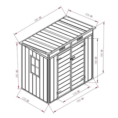 Outdoor Garden Storage Shed 6 X 4 Ft Grey Plastic Aluminium Frame