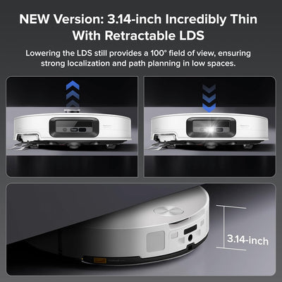 Robot Vacuum Cleaner 22,000 Pa 3.14-Inch Ultra Slim Zero-Tangling AI 3.0 Obstacle Avoidance White