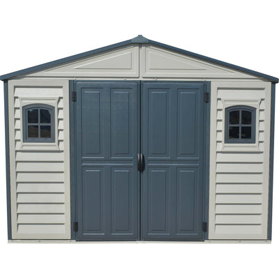 Plastic Garden Storage Shed 10.5 X 8 Ft Double Doors Lockable Dark Grey