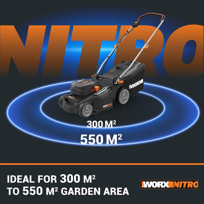 Cordless Lawn Mower 37cm Cutting Width 6 Height Settings 20-70mm 40V 4.0Ah Black