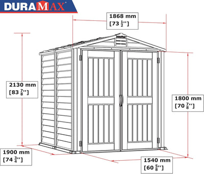 Plastic Garden Storage Shed 6 X 6 Ft Dark Grey Adobe Metal Roof