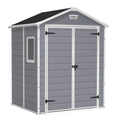 Garden Storage Shed 4 X 3 Ft Grey Resin Hinged Doors