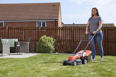 Corded Electric Hover Lawn Mower 1500W 36cm 40L 5 Heights Orange Grey